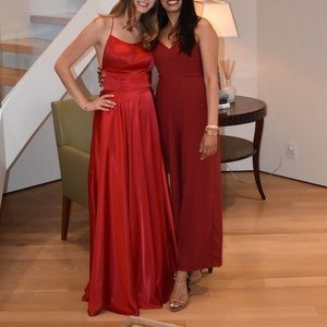 Betsy & Adam Red Silk Floor Length Gown Dress Size 4